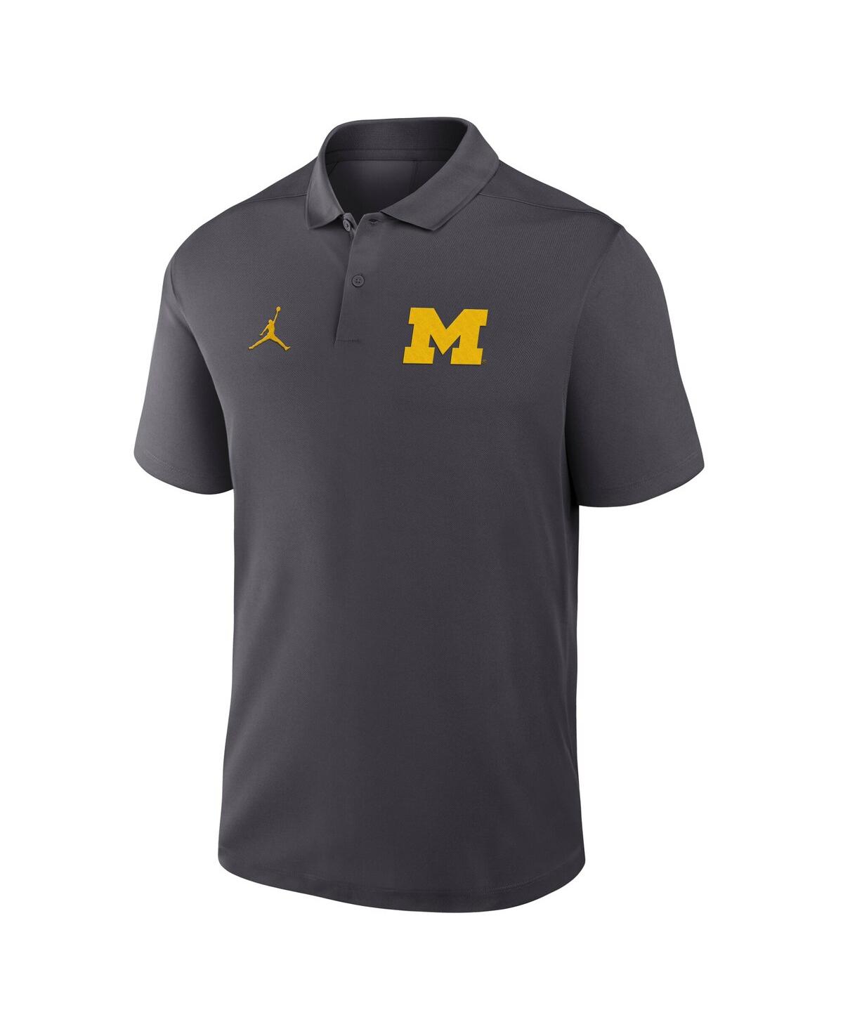 Jordan Men's Anthracite Michigan Wolverines Primetime Victory Primary Logo Performance Polo Shirt In Black