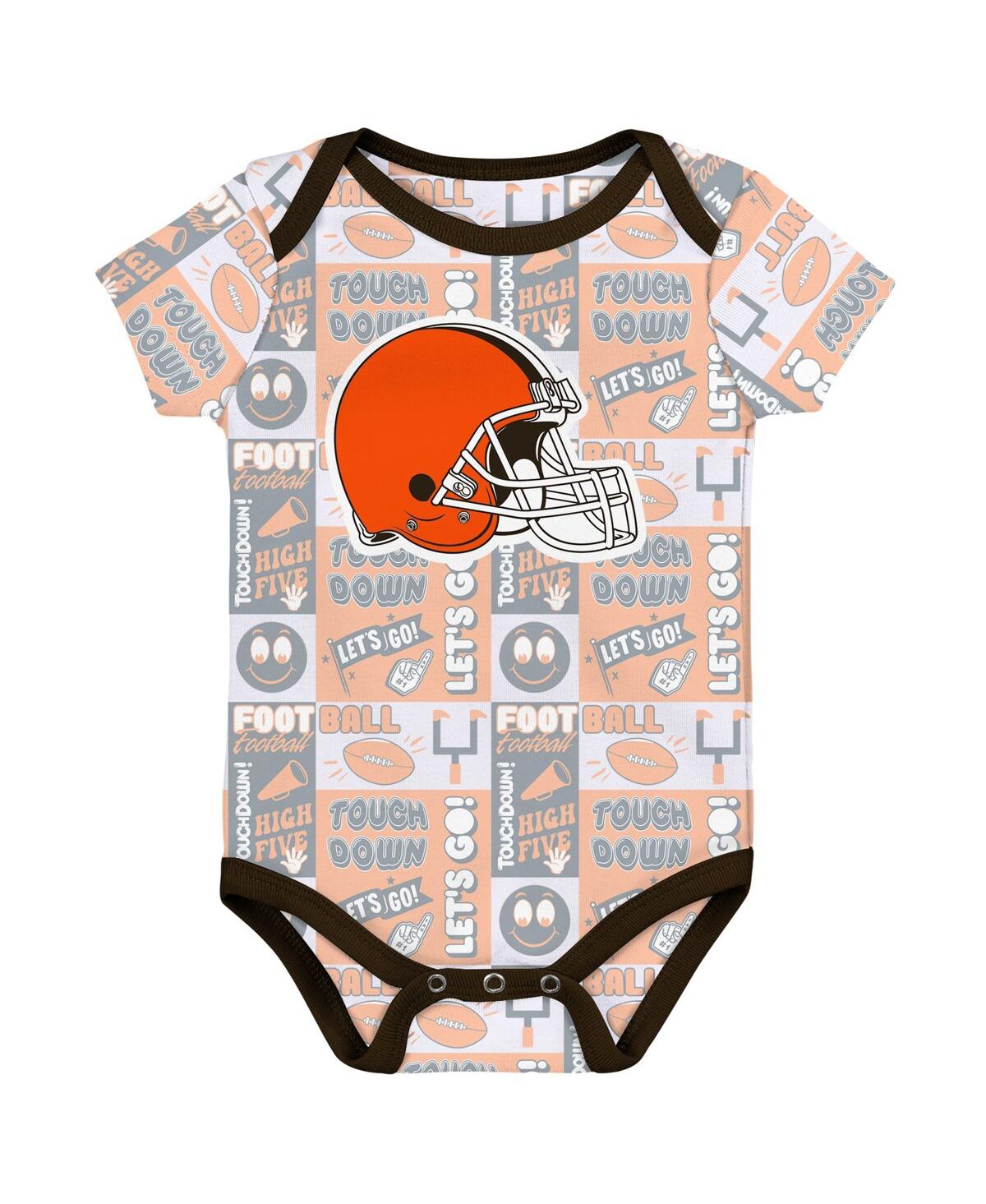 Outerstuff Baby Boys And Girls 3-pack Cleveland Browns Play Day Bodysuit Set In Orange
