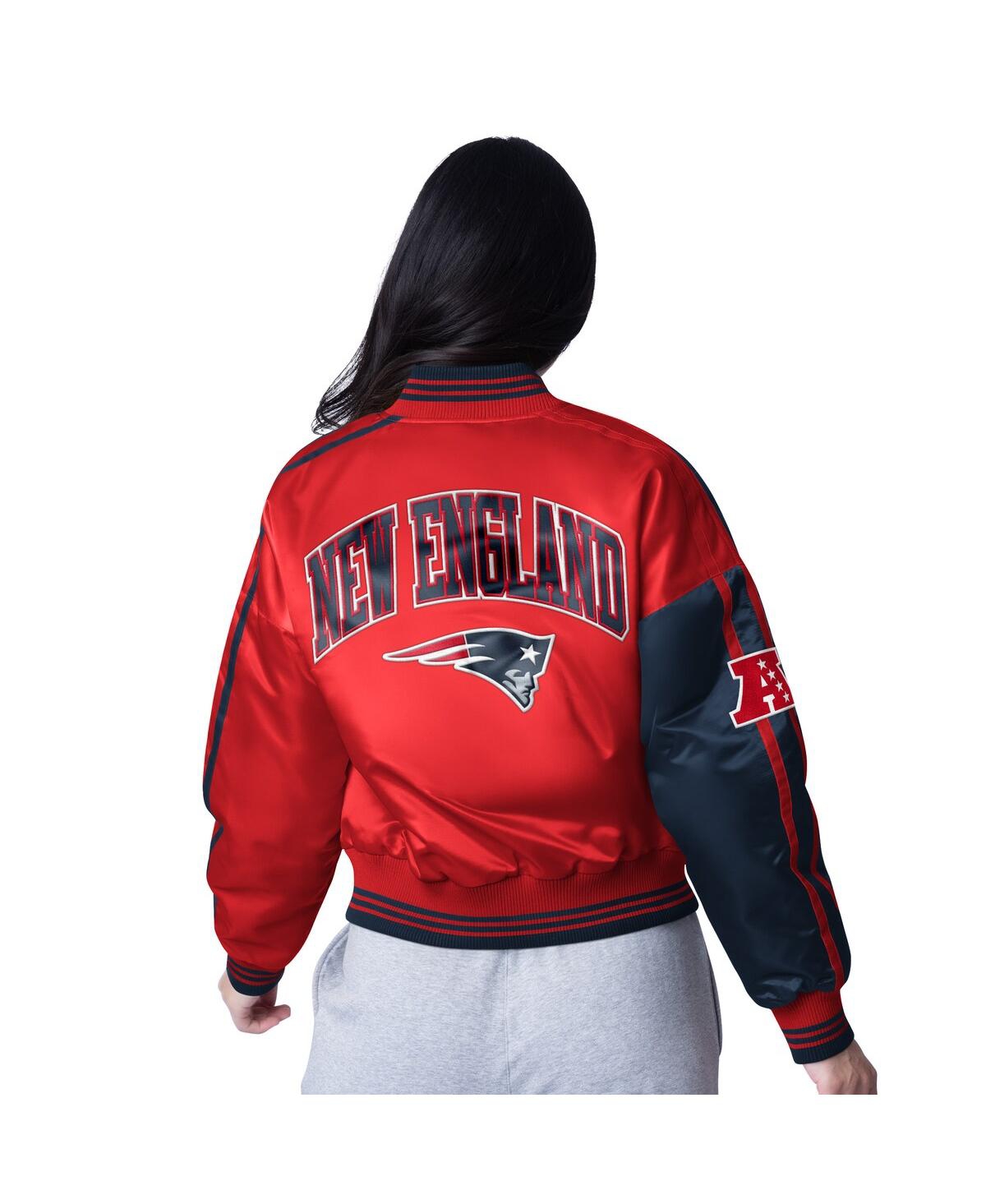 Starter Women's Red/navy New England Patriots Cropped Full-snap Jacket In Multi