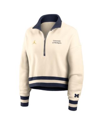 Women's Tan Michigan Wolverines Legacy Half-Zip Sweatshirt