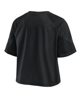 Women's Black Dallas Cowboys Oversized Raglan V-Neck Blackout Fashion Jersey