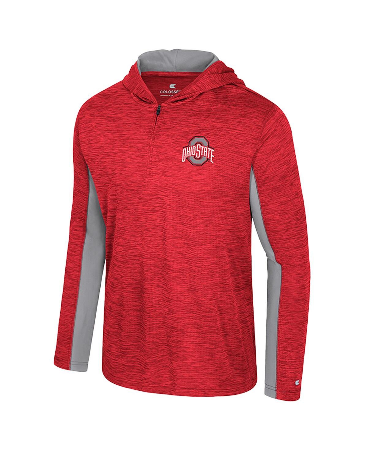 Colosseum Men's Scarlet Ohio State Buckeyes Always Sunny Quarter-zip Hoodie In Red