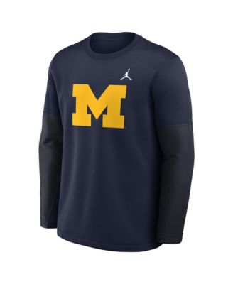 Men's Navy Michigan Wolverines 2025 Sideline Coach Performance Long Sleeve T-Shirt