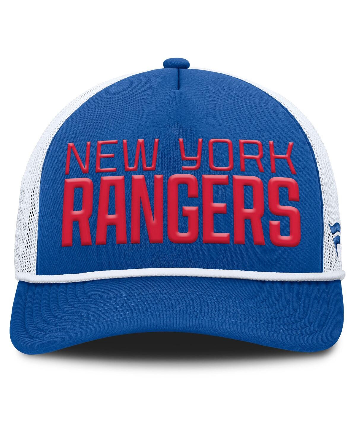 Fanatics Men's Blue/white New York Rangers Heritage Dutch A-frame Trucker Adjustable Hat In Blue