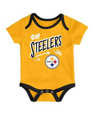 Baby Boys and Girls 3-Piece Pittsburgh Steelers All Day Play Bodysuit Set