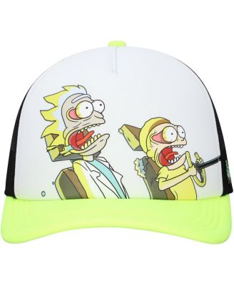 Men's and Women's White/Neon Green Rick and Morty Graphic Foam Trucker Adjustable Hat