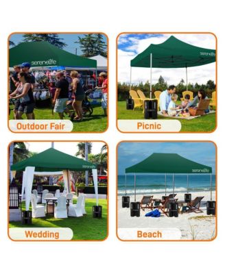 Pop Commercial Instant Shelter 10x15 ft Waterproof Polyester Tent Portable Wheeled Carry Sand Bag Forest Green