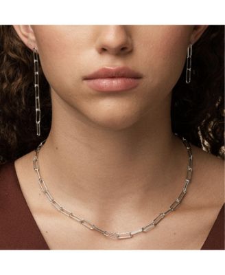 Sterling Silver 18k Gold Plated Amelia Chain Statement Bracelet, Necklace & Mismatching Chain Earrings Set