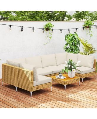7 Piece Wicker Patio Furniture Set Outdoor Sectional, /