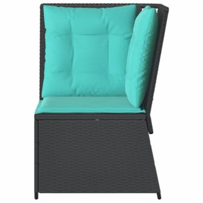 Patio Sofa Black PE rattan Compact Adjustable Feet Patio Sofa