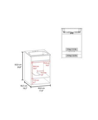 Wright Wall-Mounted Bathroom Vanity with Sink, 2 Doors, Open Shelf, Integrated Basin, Natural Oak