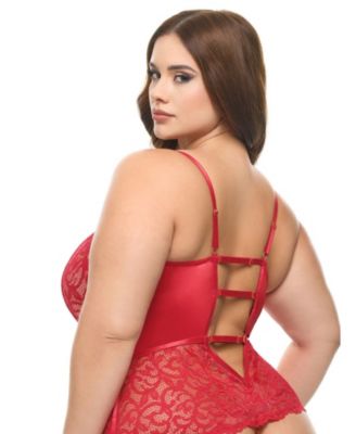 Plus Size Curvy Candice Satin & Lace Teddy