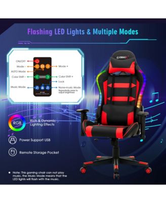 Gaming Chair Adjustable Swivel Computer Chair with LED Lights & Remote