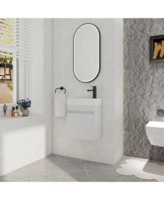 18 Inch Bathroom Vanity with White Resin Sink and Soft-Close Cabinet Door