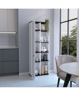 Hoyt Multistorage Kitchen Pantry White/Black MDF