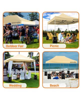 Pop Up Canopy Tent 10x20 - Commercial Instant Shelter Foldable/Collapsible Sun Shade Canopy Pop Up Tent w/Waterproof Tent Top, Portable Carry Bag & Sand Bag - SLGZ20K (Khaki)