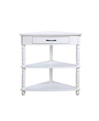 33.8" Wood Corner Cabinet Side Table with 3 Tier Solid Wood Legs