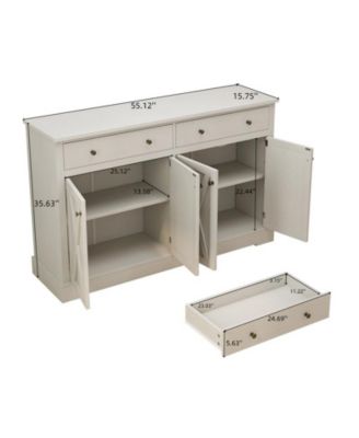 Storage Cabinet with Two Drawers and Four Doors