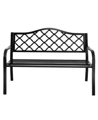 50'' Patio Garden Bench Loveseats Park Yard Furniture Decor Cast Iron Frame