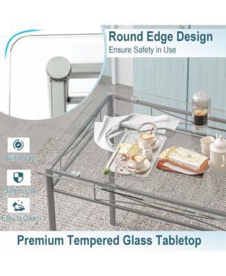 5 Piece Dining Set Table and 4 Chairs Glass Top Kitchen Breakfast Furniture