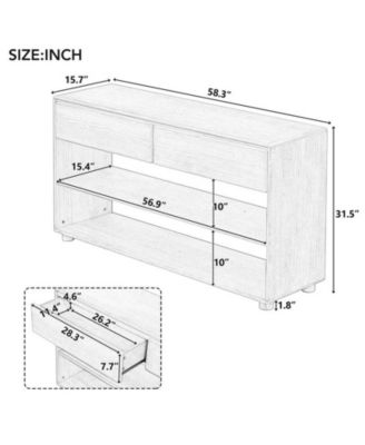 Storage Cabinet Vintage Entryway Table with Drawers and Shelves