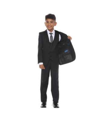 Little Boys 5 Piece Windowpane Suit,Vest,Pants,Shirt and Tie Set