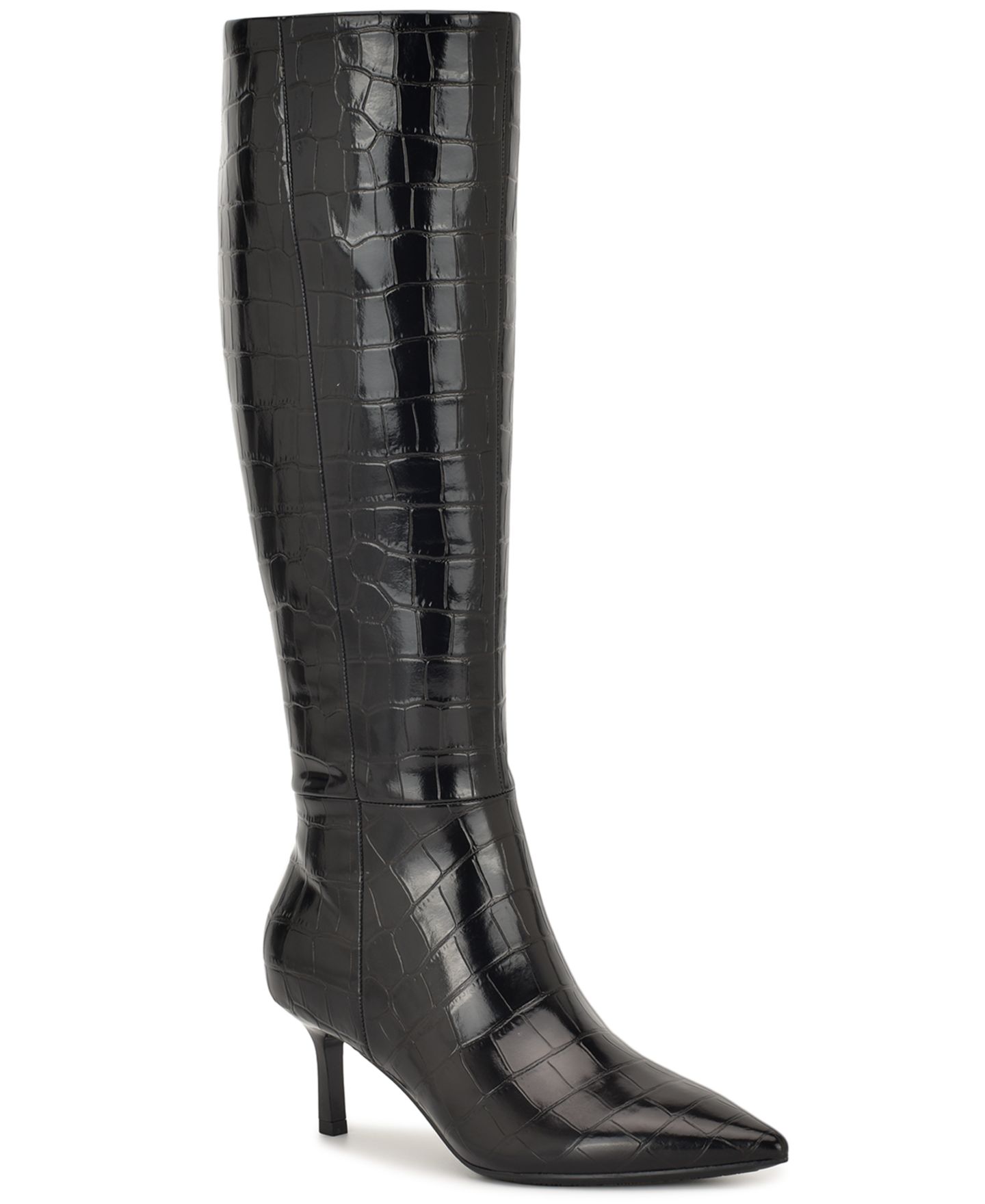 Женские ботинки Nine West Kimdee 9X9 Tall Stiletto Dress Boots Regular & Wide Calf, цвет: Чёрный — фото 1