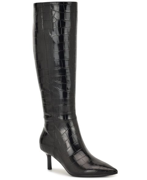 Женские ботинки Nine West Kimdee 9X9 Tall Stiletto Dress Boots Regular & Wide Calf, цвет: Чёрный