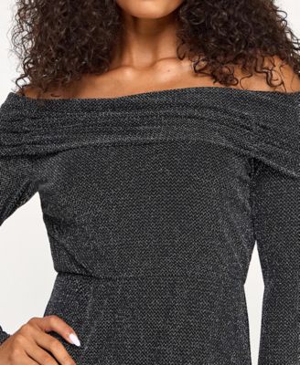 Juniors' Off-the-Shoulder Metallic Dress
