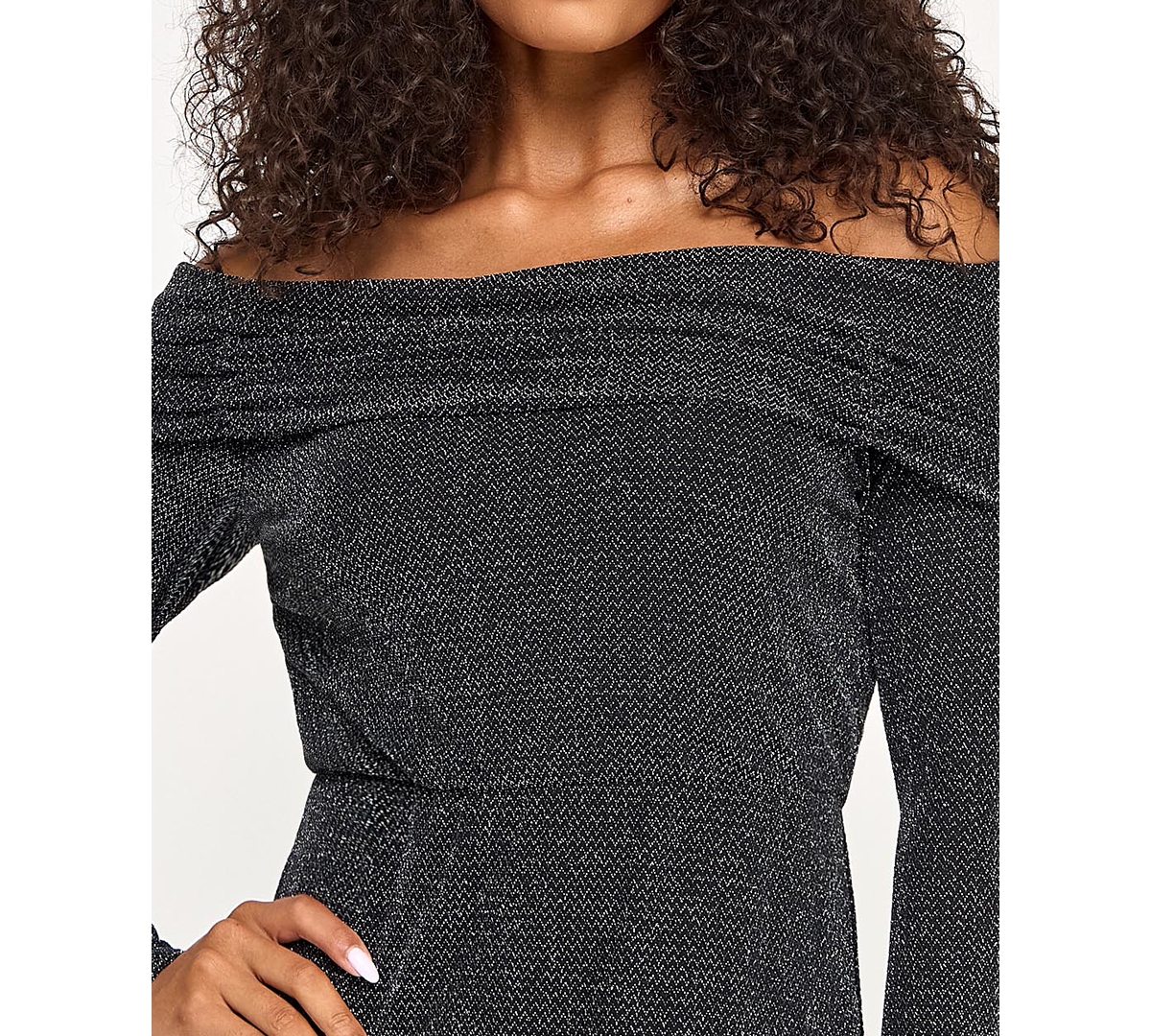 City Studios Juniors' Off-the-Shoulder Metallic Dress