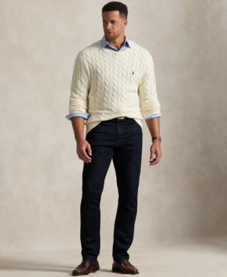 Men's Big & Tall Cable-Knit Cotton Sweater