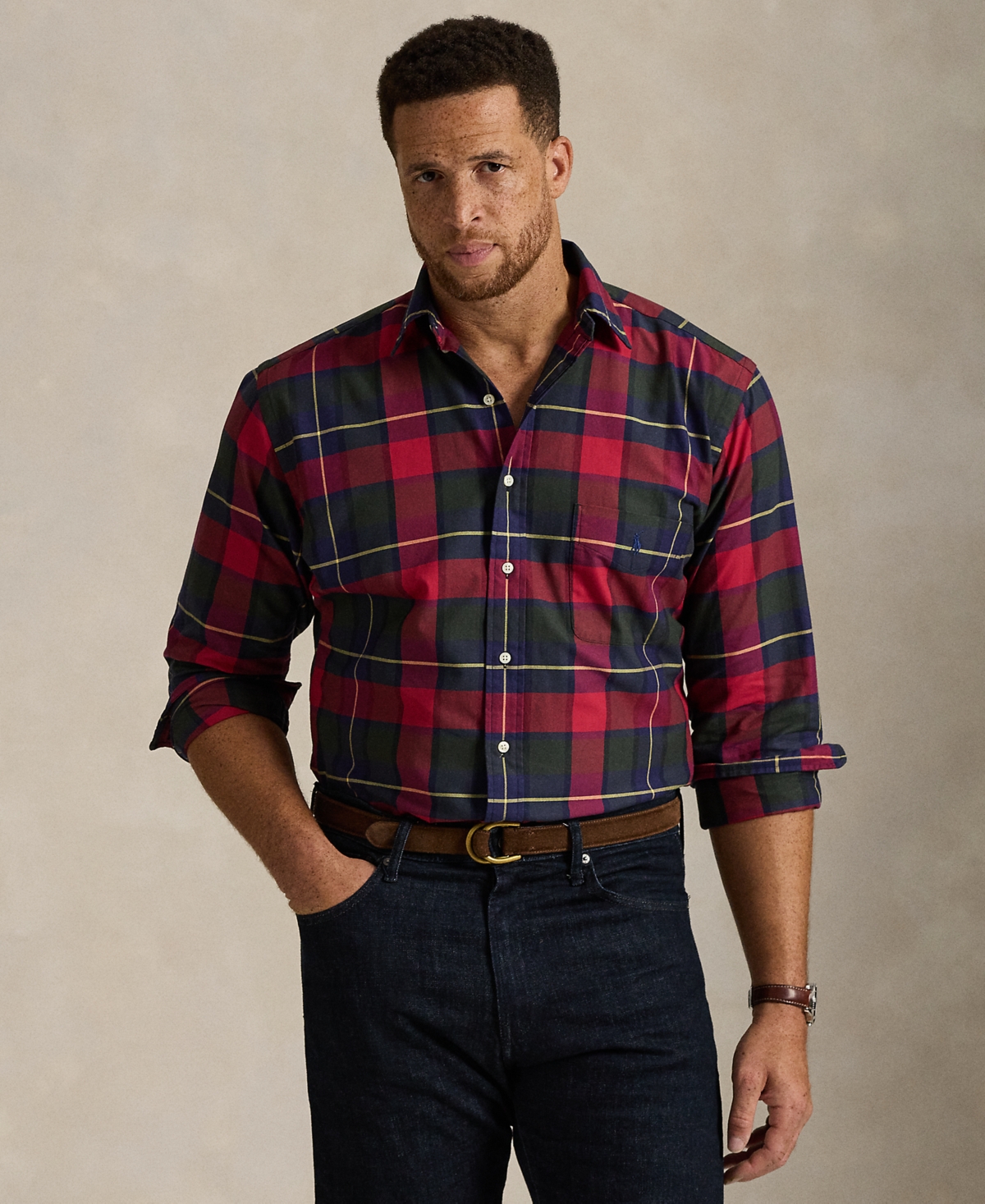 Polo Ralph Lauren Men's Big & Tall Plaid Oxford Shirt