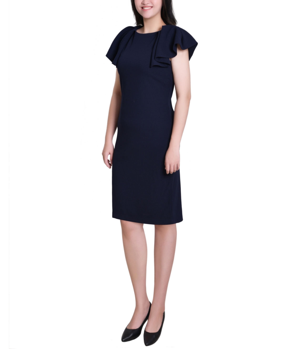 Ny Collection Women's Flutter Sleeve Sheath Dress In Blue