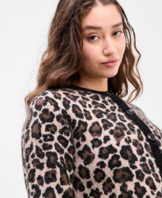 Women's Leopard-Print Button-Front Cardigan
