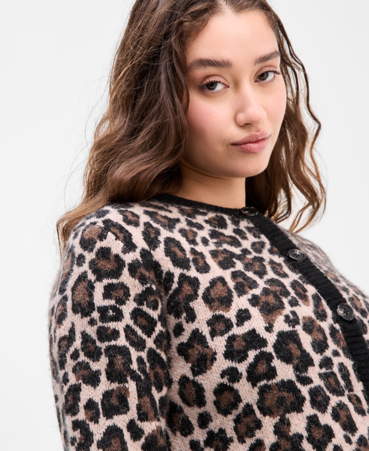 Tommy Jeans Women's Leopard-print Button-front Cardigan In Animal Print