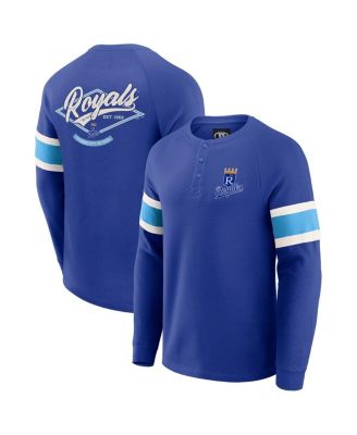 Fanatics - Men's Royal Kansas City Royals Waffle-Knit Raglan Long Sleeve Henley T-Shirt
