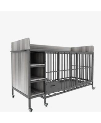 57 in. W x 33 in. H x 24 in. D Large Pet Cage with Storage Rack Drawers with Stainless Steel Food in Black