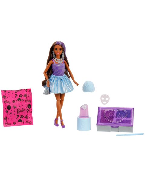 Детская кукла Barbie Party Unboxed Color-Change Sparkle Doll with 10 Surprises, Ages 3+