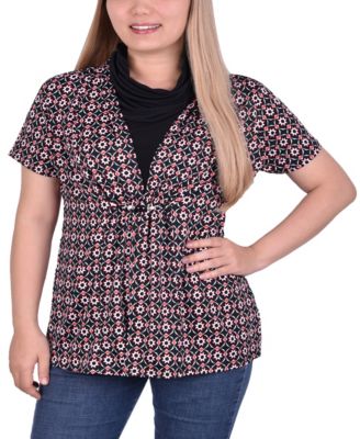 Plus Size Short Sleeve Cowl Neck Top