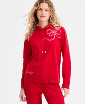 Nautica Jeans - Women's Embellished Bow Hooded Sweatshirt