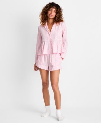 State of Day - Women's 2-Piece Stripe Long-Sleeve Top and Shorts Pajama Set