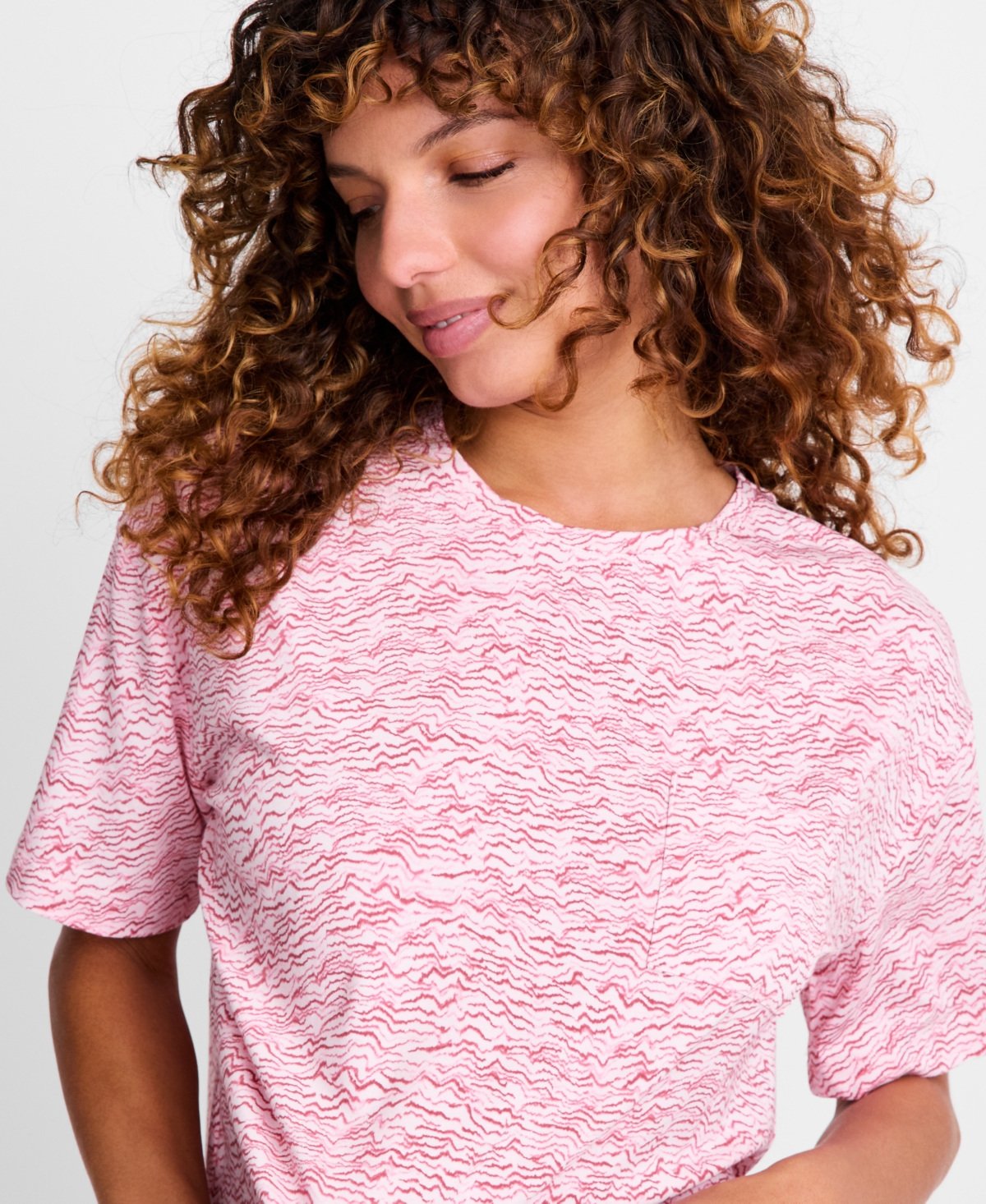 State Of Day Women's 2-piece Short-sleeve T-shirt And Joggers Pajama Set, Macy's Exclusive In Pink