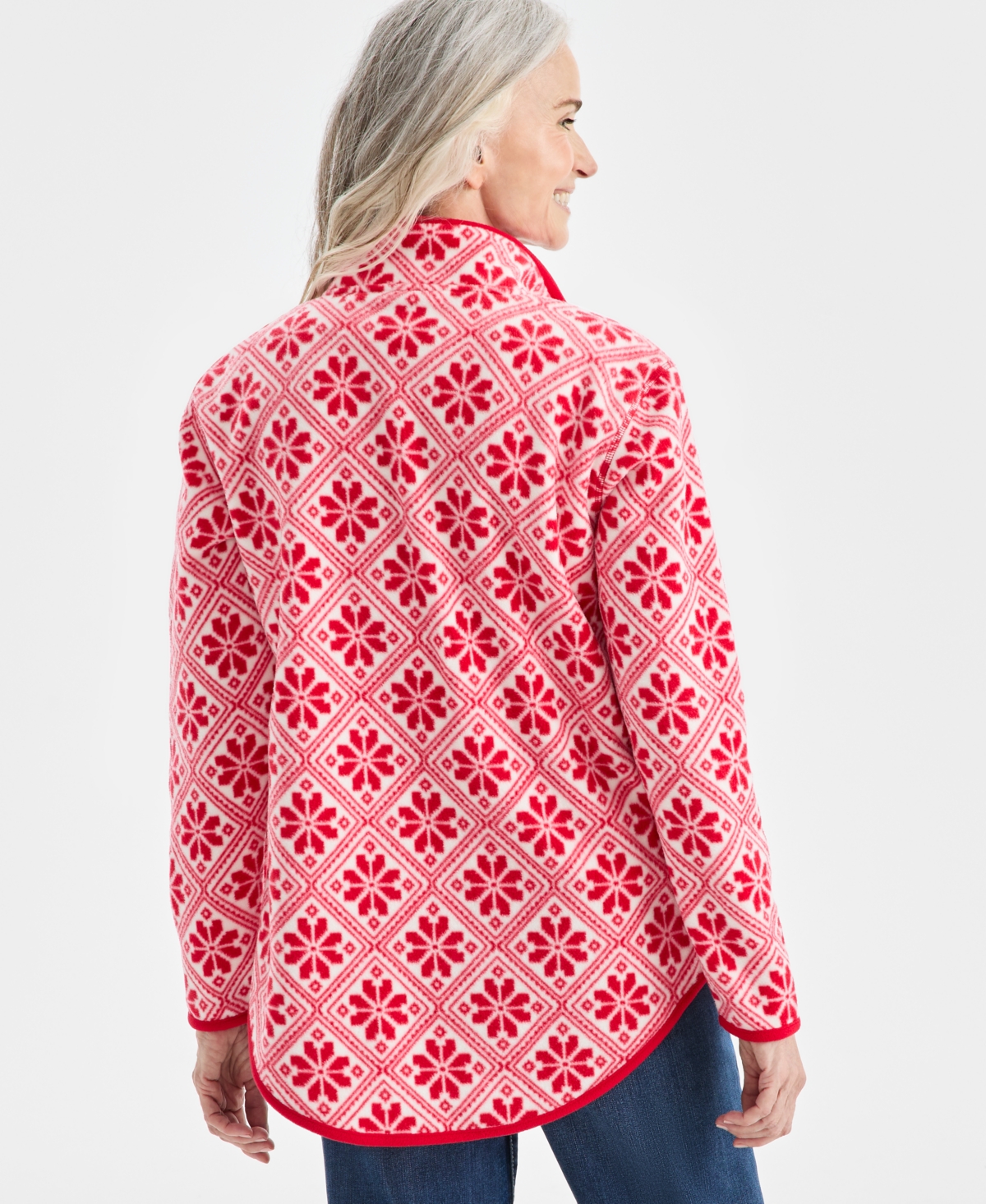 Style & Co Women's Printed Polar Fleece Quarter-zip Sweatshirt, Macy's Exclusive