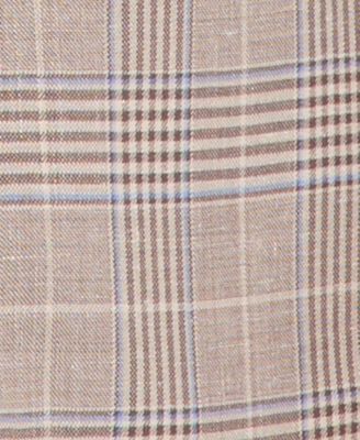 Men's Classic-Fit Wool-Blend Tan Plaid Blazer