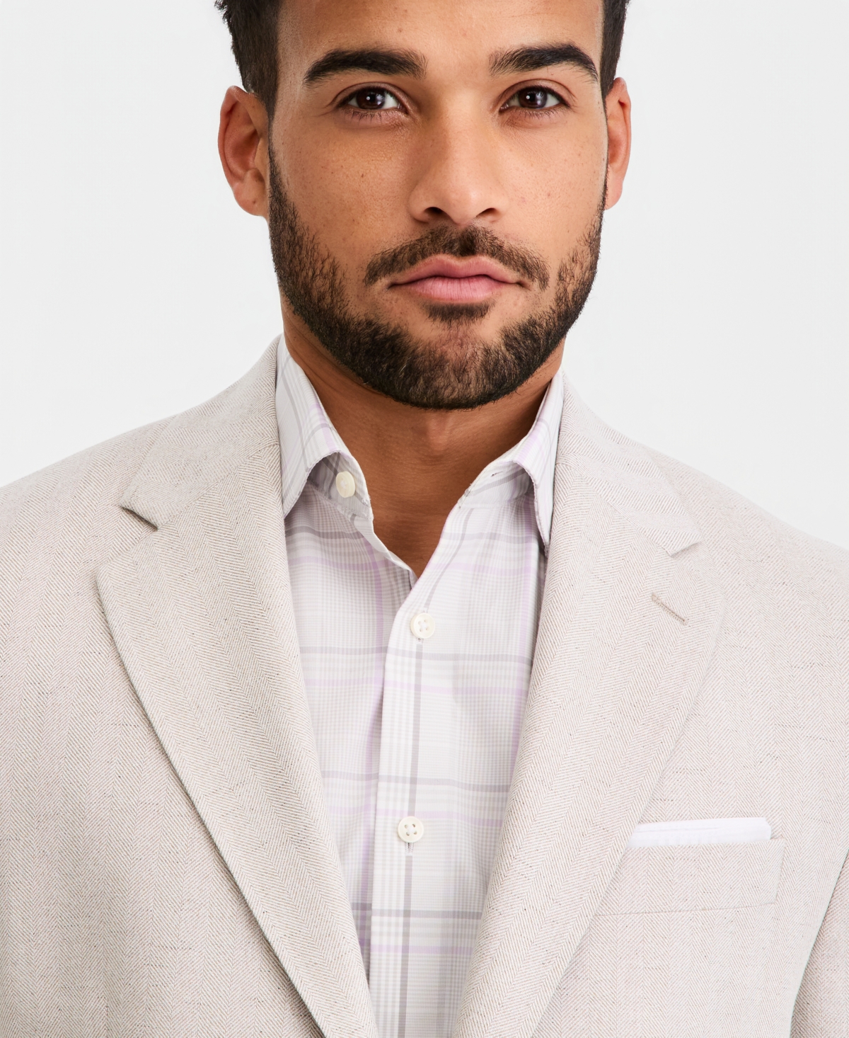 Michael Kors Men's Classic-Fit Tan Herringbone Blazer