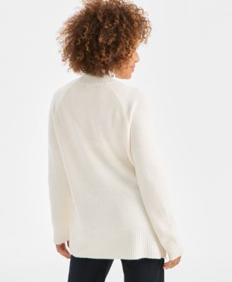 Women's Mock-Neck Ribbed Tunic Sweater
