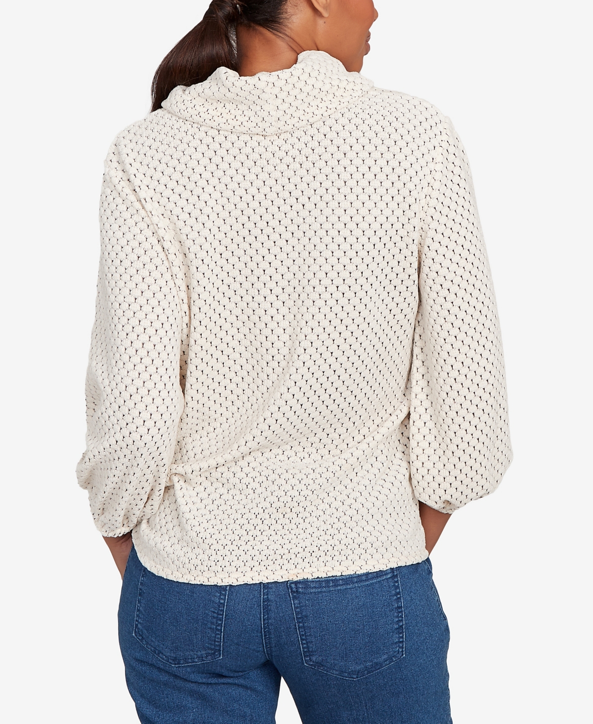 Ruby Rd. Plus Size Honeycomb Chenille Cowl Neck Top In Neutral