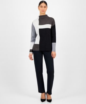 Women's Colorblocked Funnel-Neck Sweater