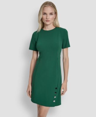 Petite Short Sleeve Jewel Neck Sheath Dress