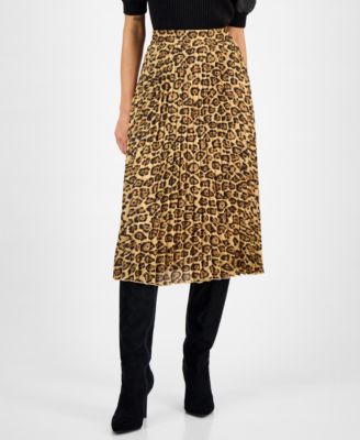 Women's Pleated Printed Midi Skirt